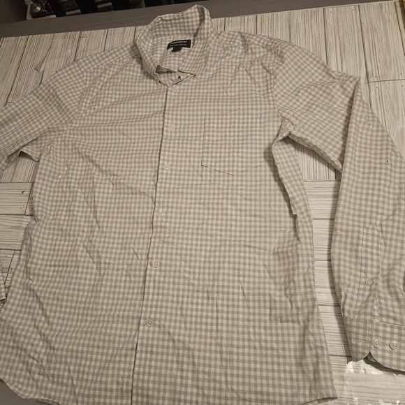 Nordstrom Other - Nordstrom Shirt Mens Large Gray White Check Tech-Smart Trim Fit Button Up Pocket
